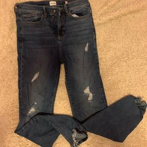 Distressed Medium/Dark wash Fashion Nova Jeans